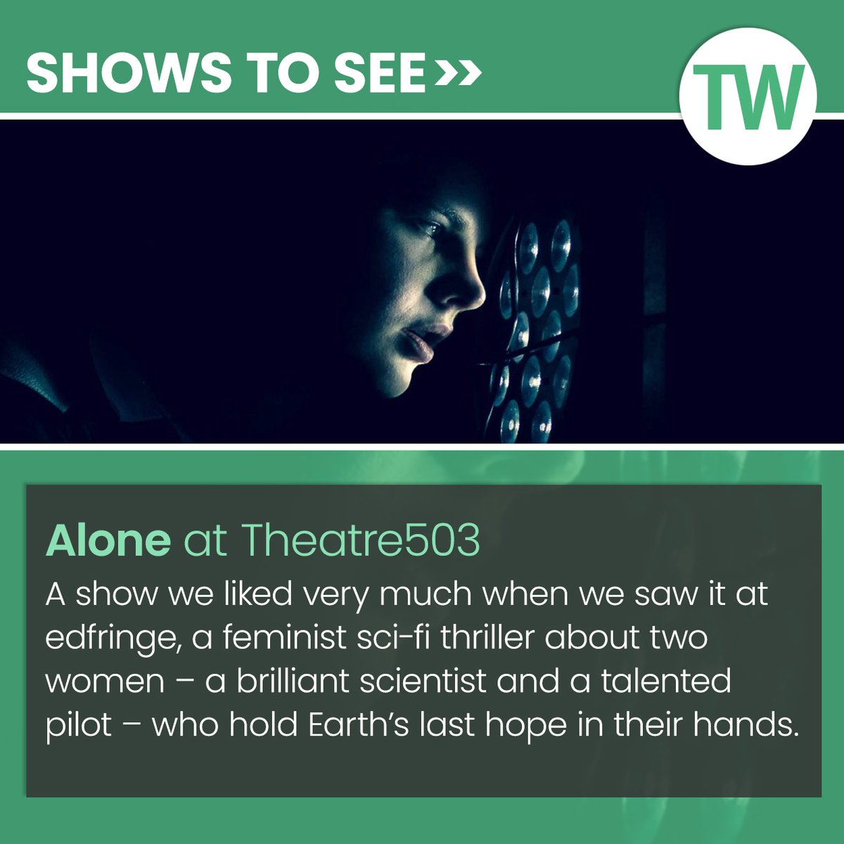 Among our recommended shows to see in London this week: 'Alone' at Theatre503 from 28 Oct-1 Nov.

Get more show tips here: bit.ly/3J1d6wF

<a href="/theatre503/">Theatre503</a>