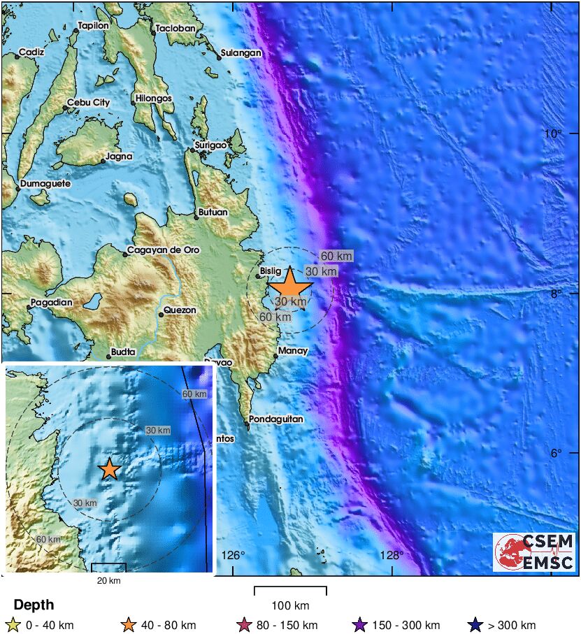 LastQuake's tweet photo. 🔔#Earthquake (#lindol) M5.0 occurred 64 km E of #Bislig (#Philippines) 9 min ago (local time 00:05:34). More info at:
📱https://t.co/QMSpuj6Z2H
🌐https://t.co/COpkKNigfo
🖥https://t.co/glWR82Nwrf https://t.co/HwfDgTU0J8