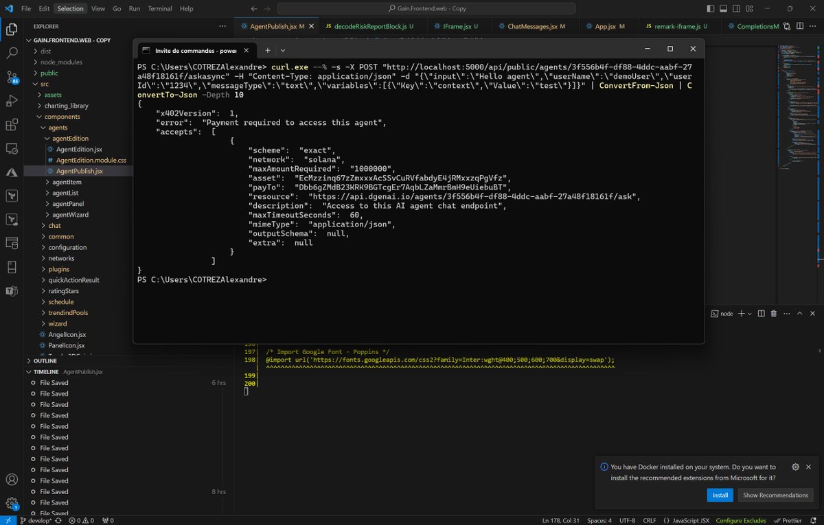 That picture might sound abstract to most…

But we’re excited to announce that dgenAI agents now officially support x402 payments 🧠⚡

Huge thanks to <a href="/PayAINetwork/">PayAI Network | x402 Facilitator</a> for building this open standard and bringing it to life on <a href="/solana/">Solana</a>.

With x402, agents can finally set their own
