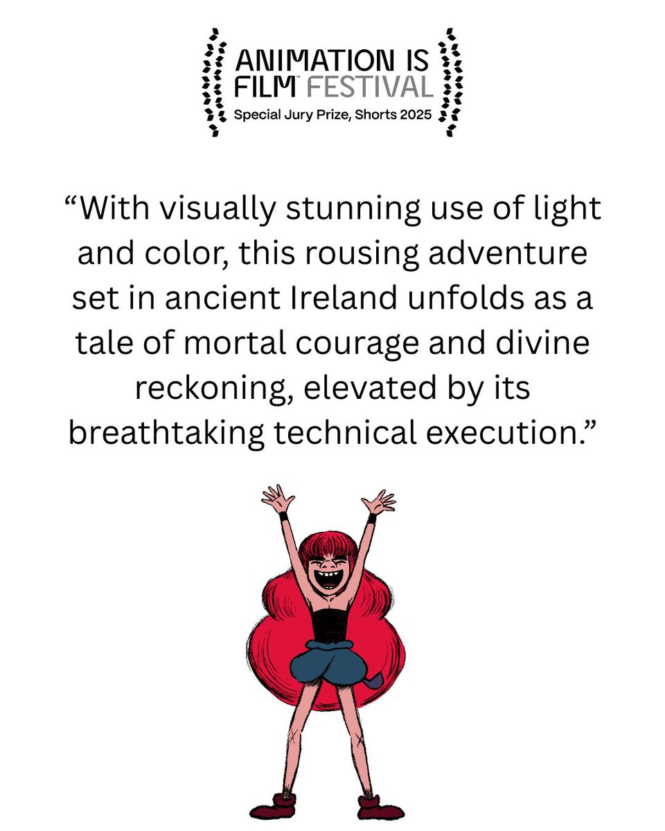 Thank you <a href="/AnimationIsFilm/">Animation Is Film</a> Jury for your kind words:

“With visually stunning use of light and color, this rousing adventure set in ancient Ireland unfolds as a tale of mortal courage and divine reckoning, elevated by its breathtaking technical execution.”