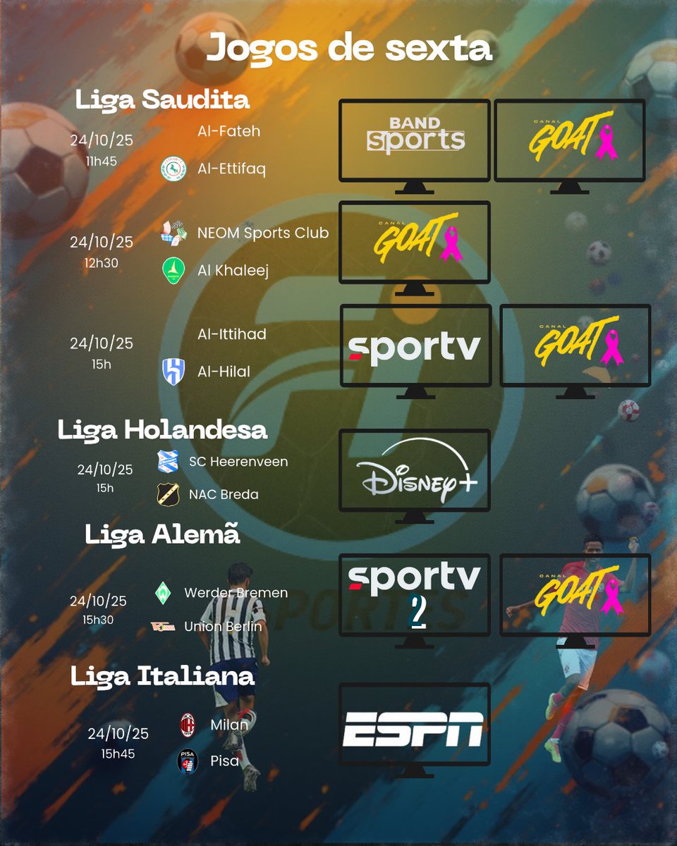 FiEsportes's tweet image. Programação do Futebol nessa sexta-feira
#Futebol
#programação 
#agenda