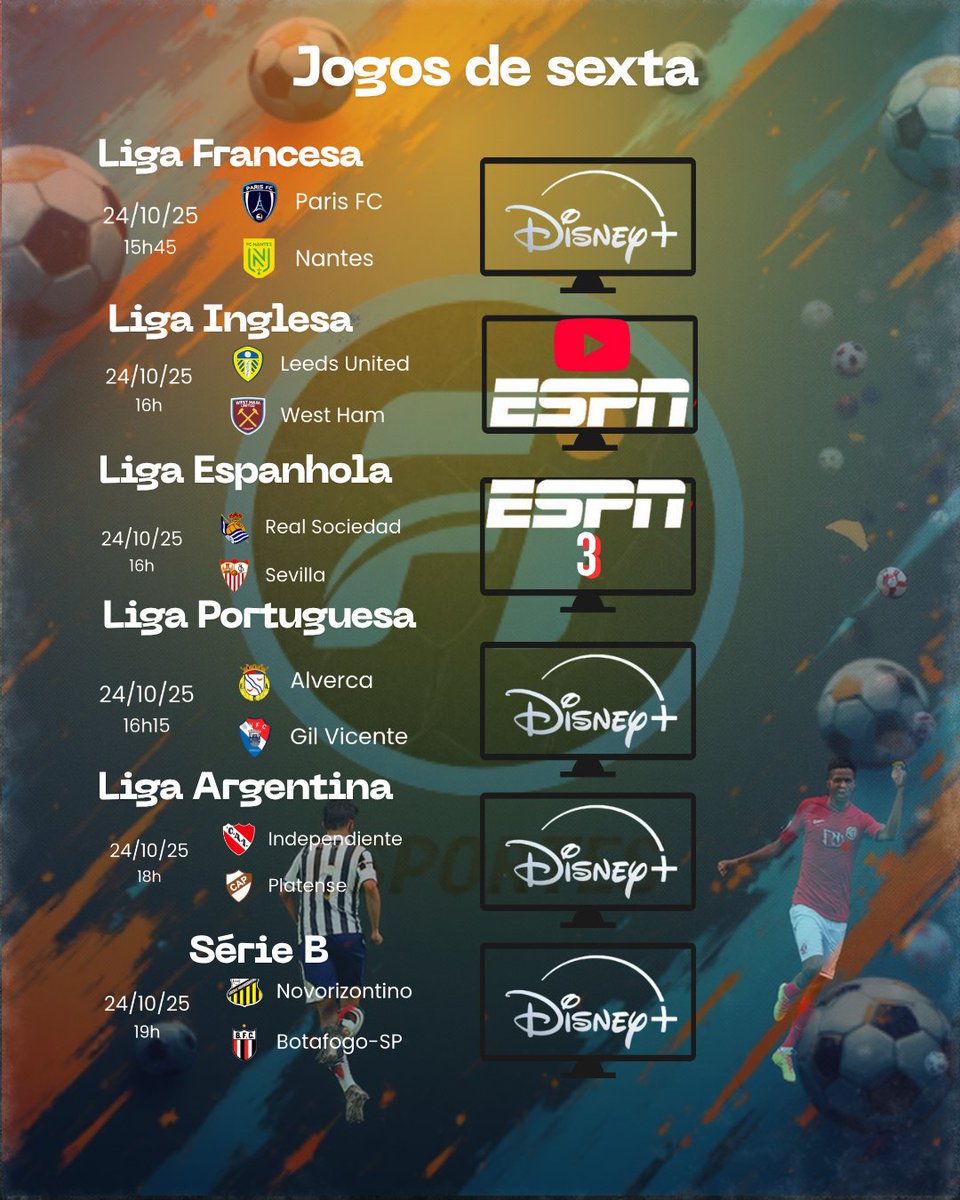 FiEsportes's tweet image. Programação do Futebol nessa sexta-feira
#Futebol
#programação 
#agenda