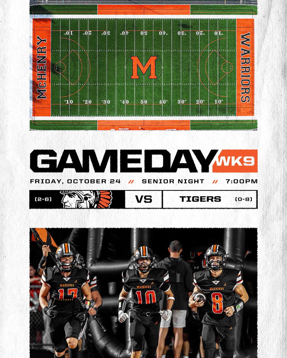 🚨GAME DAY🚨 

Come out and support your Warriors on Senior Night! 

🏈 McHenry High School vs Crystal Lake Central

⏰ Frosh A – 4:45 PM
⏰ Varsity – 7:00 PM

#TWS