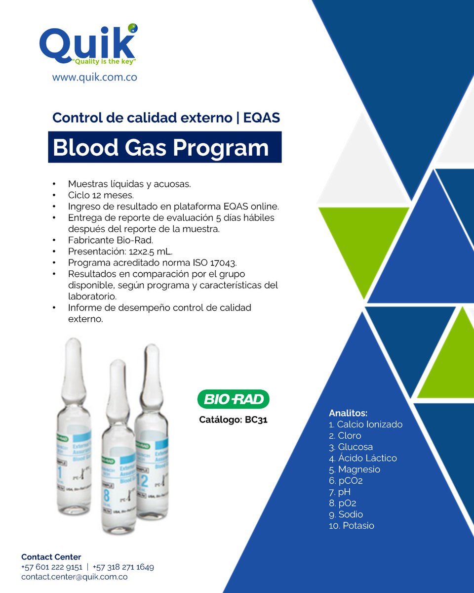 Quik_Quality's tweet photo. 🔬 Asegure la precisión de sus resultados con confianza.
El "Blood Gas Program" de Bio-Rad @bioradlabs ofrece control de calidad externo con respaldo internacional ISO 17043. Porque cada resultado confiable empieza con una evaluación rigurosa. https://t.co/DyHDMfPd8H