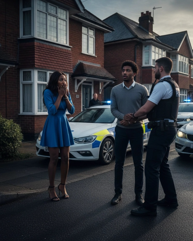 A regular evening turned upside down: Wole in handcuffs outside his Milton Keynes home, while Lola watches from the door, heart in her throat. What happens now? 👀 

#NothingComesClose #TolulopePopoola