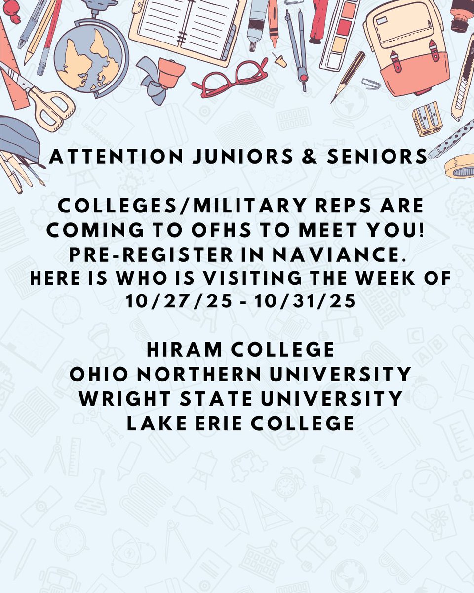 Jr's/Sr's: Colleges/Military reps are coming to OFHS to meet you! <a href="/OFHSLeoSpagnola/">Leo Spagnola</a>
