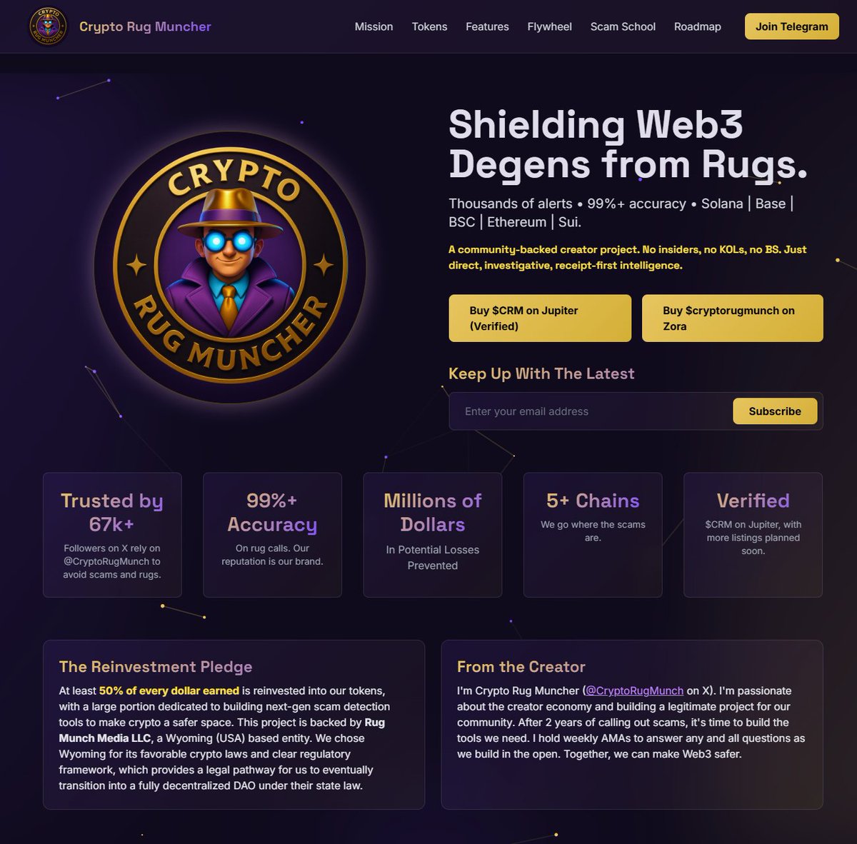Crypto Rug Muncher (@cryptorugmunch) on Twitter photo 🕵️♂️ $CRM — Website Launch Announcement
After nearly two months of work, I’m proud to announce that the official $CRM — $cryptorugmunch website is now live.
This will be the home where our project thrives and our community connects. It’s also my way of showing everyone — 🕵️♂️ $CRM — Website Launch Announcement
After nearly two months of work, I’m proud to announce that the official $CRM — $cryptorugmunch website is now live.
This will be the home where our project thrives and our community connects. It’s also my way of showing everyone —