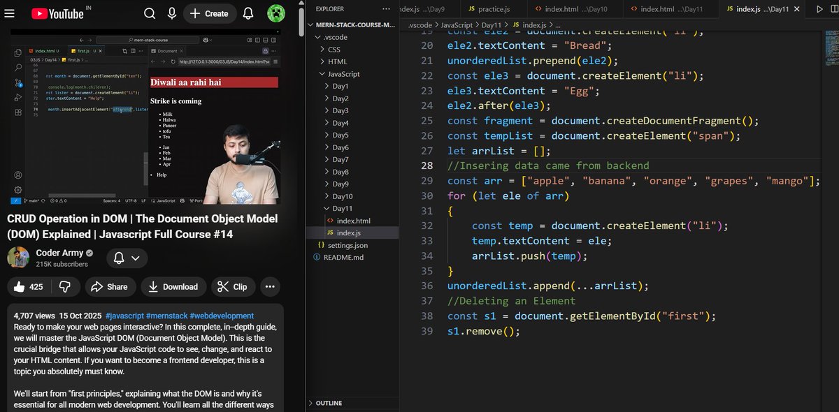 Akash77b's tweet image. Day 29 – Learning CRUD Operations in DOM with JavaScript

Explored how to create, read, update, and delete elements dynamically on a webpage using JavaScript. A major step toward interactive web apps.

#JavaScript #WebDevelopment #coderArmy #coding #tech #LearningInPublic