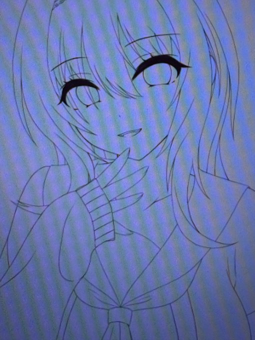 誕生日イラスト今の所線画だけどめっちゃいい感じの顔描けたかも 