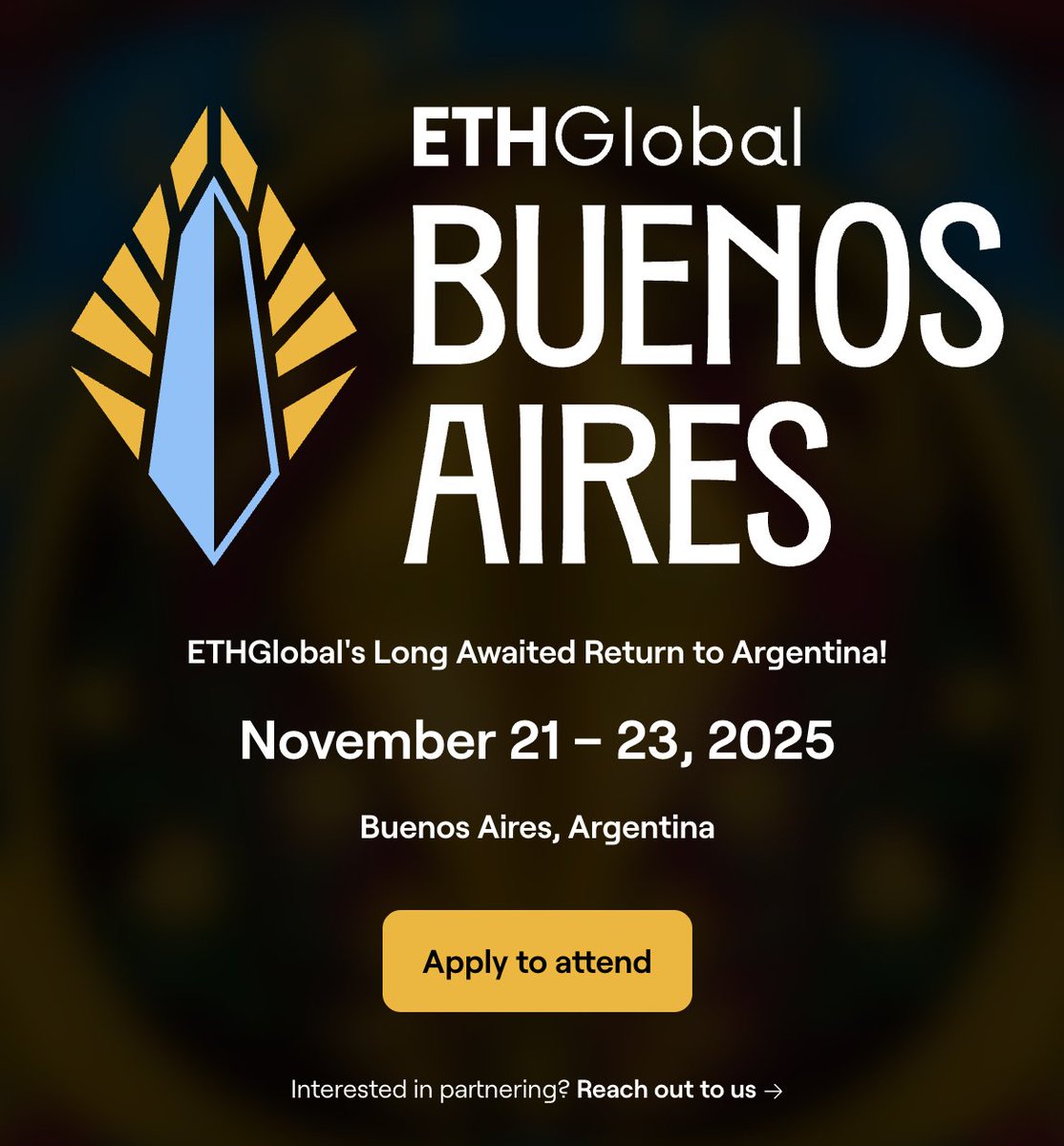 if hackathon == "ETHGlobal Buenos Aires" {
build_with!(Aztec);
println!("privacy by default");
}

Cracked devs, this is your call to RSVP for <a href="/ETHGlobal/">ETHGlobal</a>.

Nov 21–23

ethglobal.com/events/buenosa…