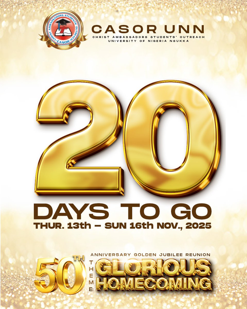 casorunn's tweet photo. 20 Days to Go

Half a century of testimonies, and not one day without His hand.

Each life changed is proof that God has been with CASORUNN every step of the way.

#CASORUNN50 #GloriousHomecoming #CASOR50Reunion #CASORUNN https://t.co/69drkyg4vF