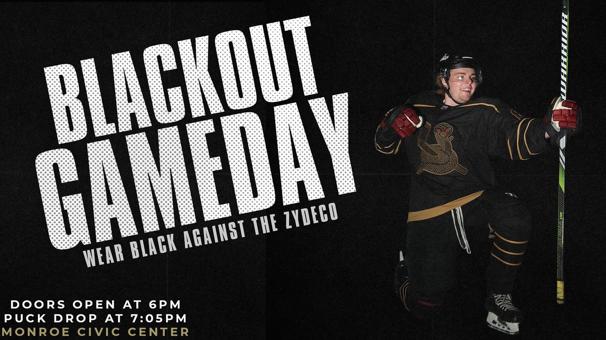 monroemoccasins's tweet photo. 🖤 OPERATION: BLACK OUT IS HERE 🖤
Tonight’s the night, Monroe, we’re taking the ice and turning the Snake Pit completely BLACK ⚫️🐍
Be one of the FIRST 1,500 fans through the doors and snag your glow-in-the-dark Monroe Moccasins puck!! 🏒
#OperationBlackOut #PACKTHEPIT https://t.co/0DyRNAueSe