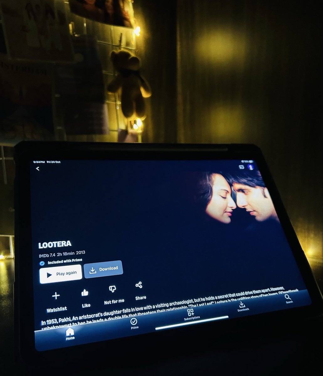Just finished watching the movie 'Lootera'. 
Still processing.
What a film! 
Poetic, aching, timeless.
Every frame is art.
Absolute masterpiece.
Some stories don’t shout, they whisper... and stay. ✨