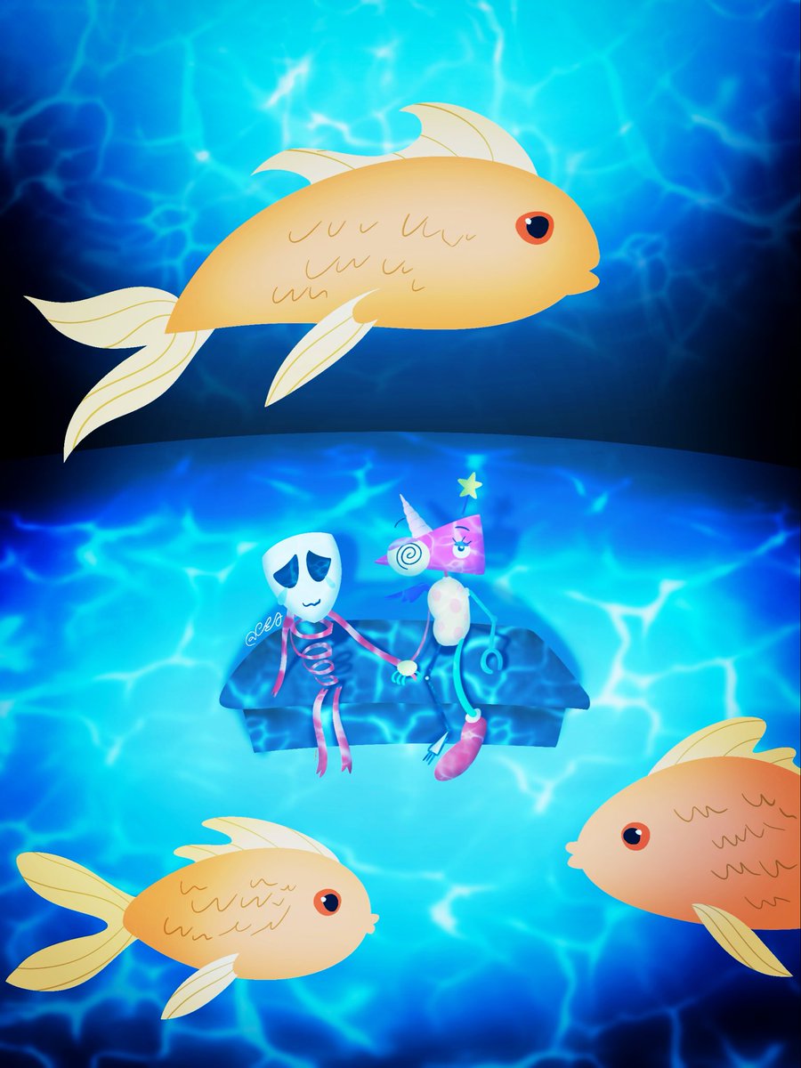 #digitaltober2025 day 24: aquarium
#tadc #tadcfanart #TheAmazingDigitalCircus #TheAmazingDigitalCircusfanart #zooble #gangle #ganglexzooble