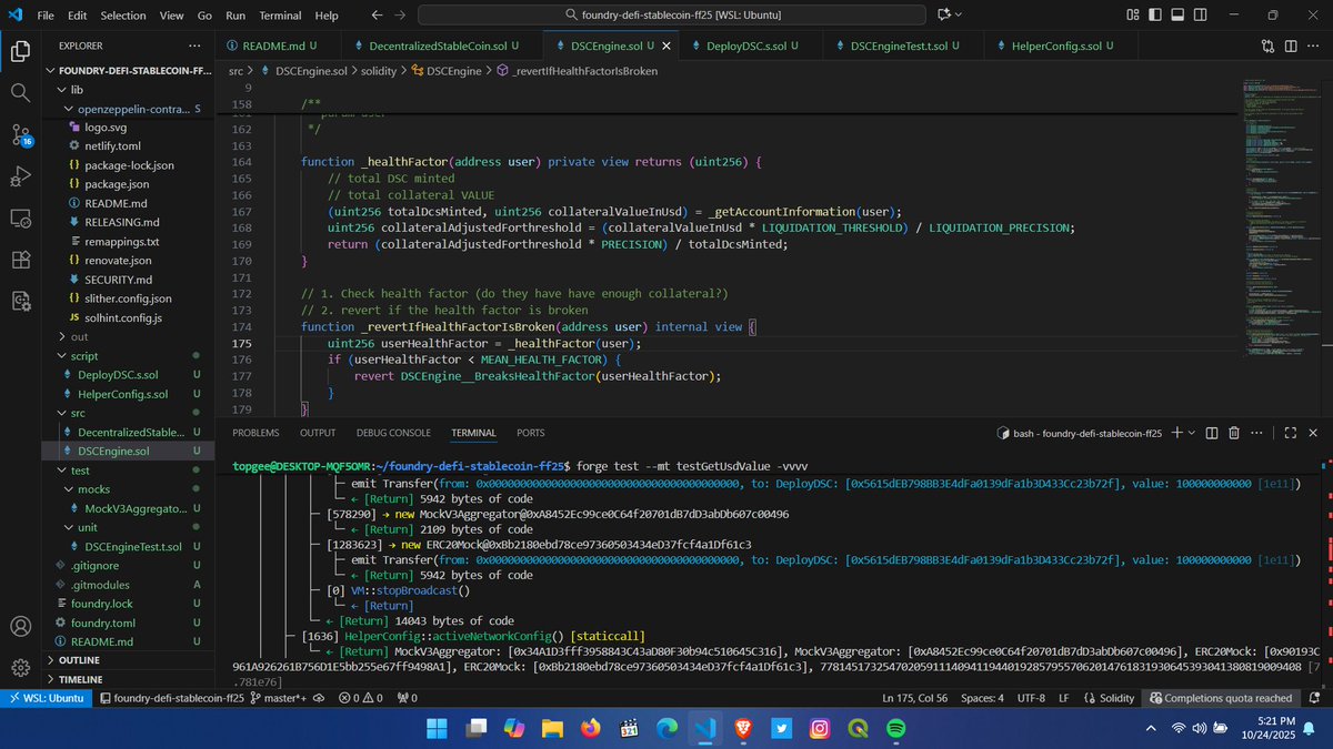 named_sharon's tweet image. “Learnt how to calculate health factors in Solidity today — this logic decides when loans get liquidated 🔥
 #Solidity #DeFiBuilding”