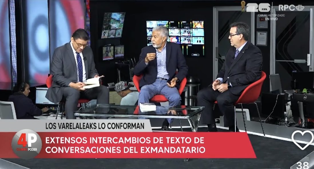 varelapopi's tweet image. El Sr. Demetrio Olaciregui, que tiene un salario de $5,000.00 mensuales como  funcionario público, debe explicar si renunció, si está de vacaciones o con licencia, ya que hoy estuvo en Cuarto Poder en horas laborales promoviendo su libro, cuyas conclusiones están cargadas de…