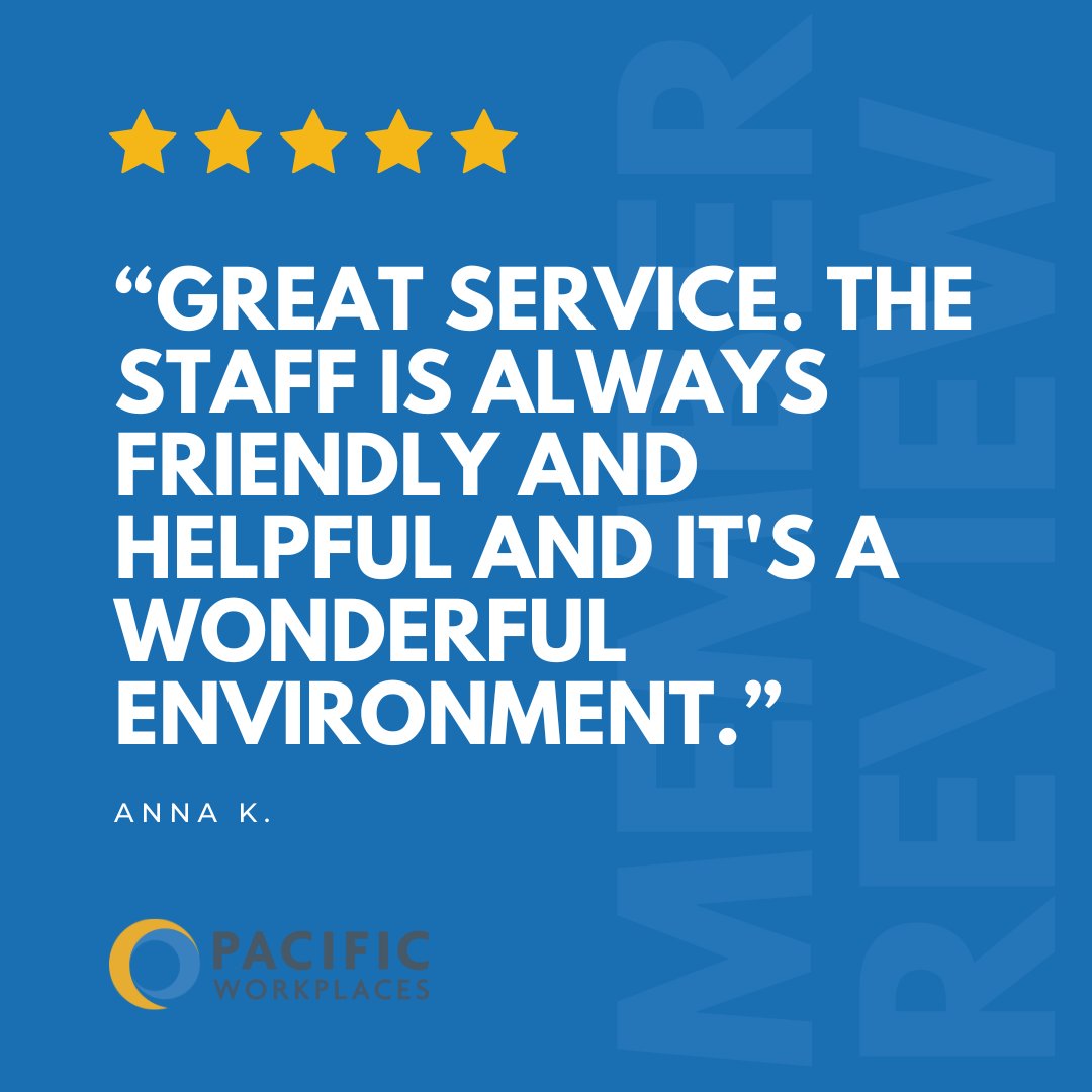 PacWorkplaces's tweet image. ⭐️⭐️⭐️⭐️⭐
️
We love hearing feedback like this! Our teams take pride in creating a warm, professional, and supportive environment where every member can thrive.💙💛
.
.
.
.
#PacificWorkplaces #MemberReview #WeMakeWorkBetter #CoworkingCommunity #FlexibleWorkspace…