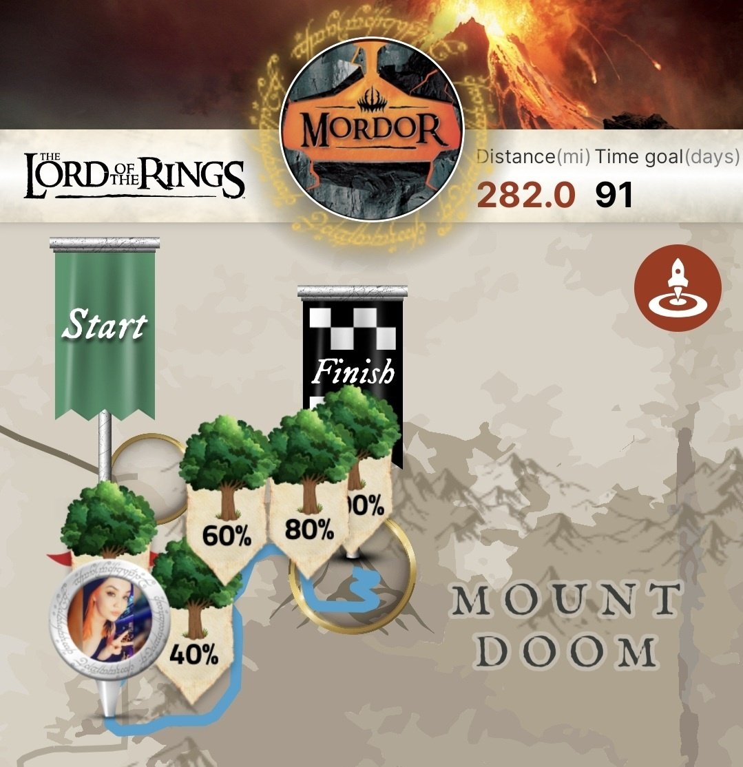 Finally reached the 5th section of the ⚔️ LOTR Walking Challenge ⚔️

That's a total of 1610 miles down and only 205 left to go! One apparently does simply walk into Mordor.