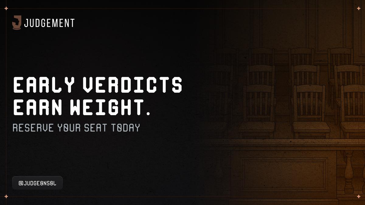 JudgeOnSol's tweet image. Early verdicts earn weight.
We’re dropping the first batch of Nuggets to inaugural judges.
Reserve your seat today.