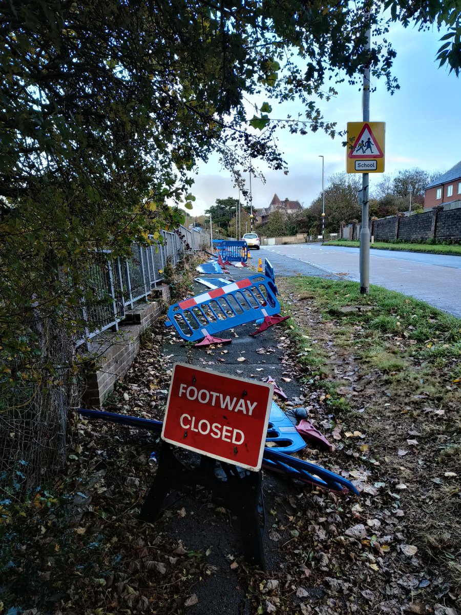 WarmanJanine's tweet photo. @esccroads you put these barriers up about 2 weeks ago and nothing has been done since and now they look like this. Is this going to be sorted out or is the work going to start here? 
Filsham road, St Leonards https://t.co/scvAefhr8w