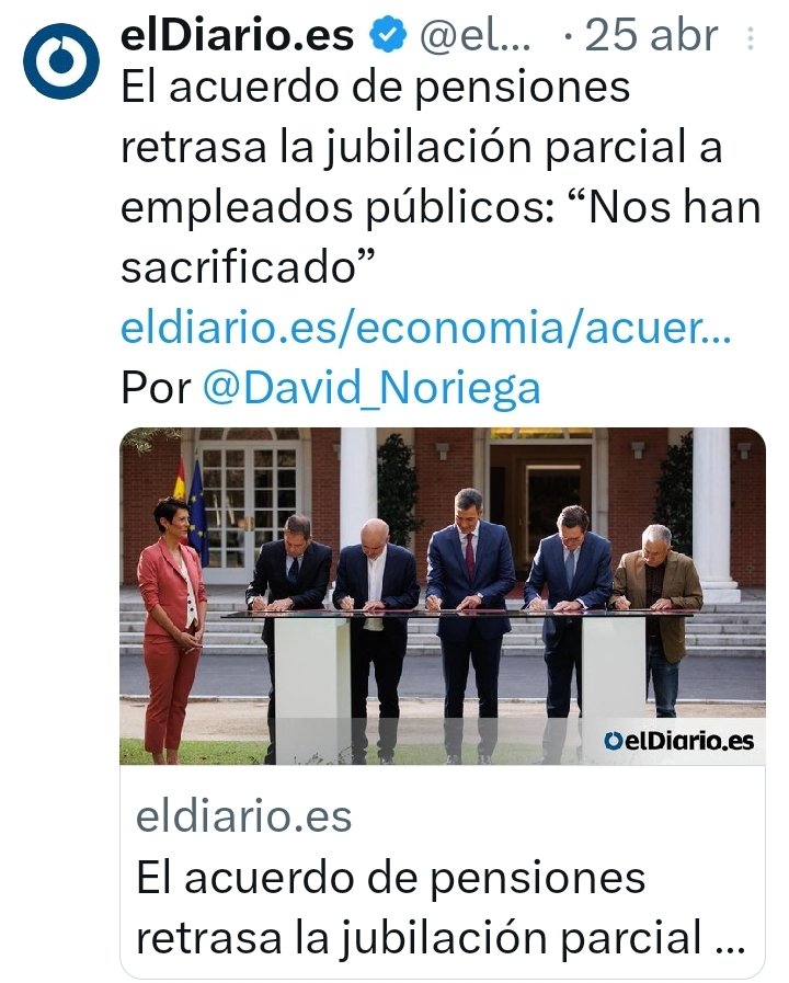 <a href="/ugtspmadrid/">UGT Servicios Públicos Madrid</a> <a href="/SaizElma/">Elma Saiz</a> <a href="/inclusiongob/">Ministerio Inclusión Seguridad Social Migraciones</a> <a href="/UGT_Comunica/">UGT</a> Habréis aprovechado para reclamar la jubilación parcial del personal laboral de todas las admones. ¿O ya se os ha olvidado vuestra metedura de pata? Porque miles de trabajadores se acuerdan de vosotros todos los días que tienen que seguir trabajando por vuestra culpa.