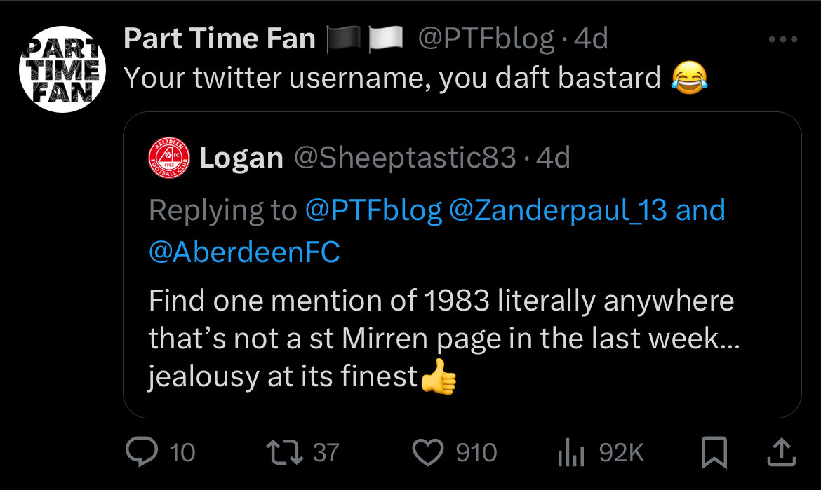 You changed your twitter username because of this tweet. Get it up ye 😂