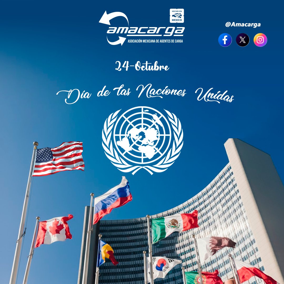 ¡Hoy, 24 de octubre, celebramos el Día de las Naciones Unidas! 🌍

Un recordatorio de que juntos podemos construir un mundo más justo, pacífico y sostenible. 

"Por una comunidad más integrada y segura, la logística une al mundo"

#DíaDeLaONU #PazMundial #ONU