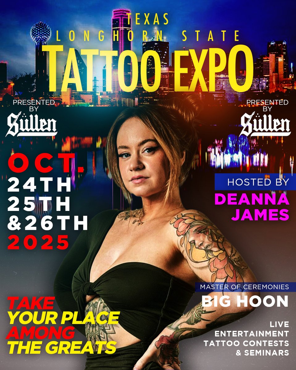 KBHCCDallas's tweet image. Get ready for an unforgettable weekend at the #LonghornStateTattooExpo! World-class tattoo artists, exciting contests, live entertainment, seminars, and more await you at KBHCCD. 🎟️𝘎𝘦𝘵 𝘺𝘰𝘶𝘳 𝘵𝘪𝘤𝘬𝘦𝘵𝘴 𝘯𝘰𝘸! » longhornstatetattooexpo.com