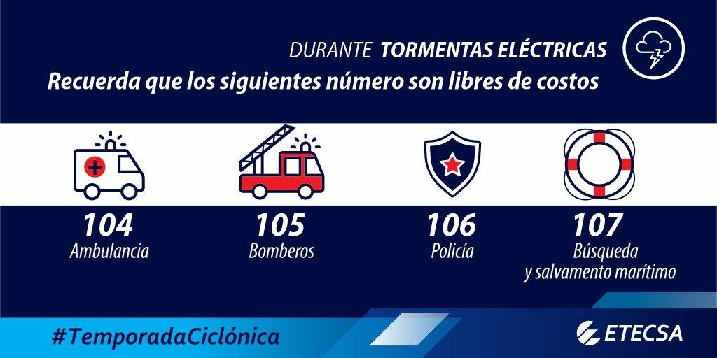 📣 Continúa activa la #TemporadaCiclónica en #Cuba 🇨🇺. 
📌 Es importante que conozcas los números de emergencia 📲📞 a los que puedes llamar, de manera gratuita, durante un evento meteorológico ⛈️🌀.