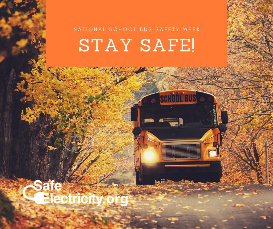 National School Bus Safety Week is the third week of October. Teach your kids how to stay safe on the bus, especially if there’s a downed power line: safeelectricity.org/videos-library… #SafeElectricity
