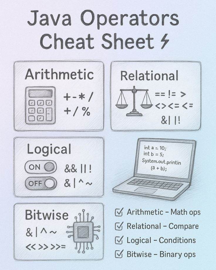 BharukaShraddha's tweet image. Java Cheat-sheet ✨📘 

Java Operators

Save it for later 🔖