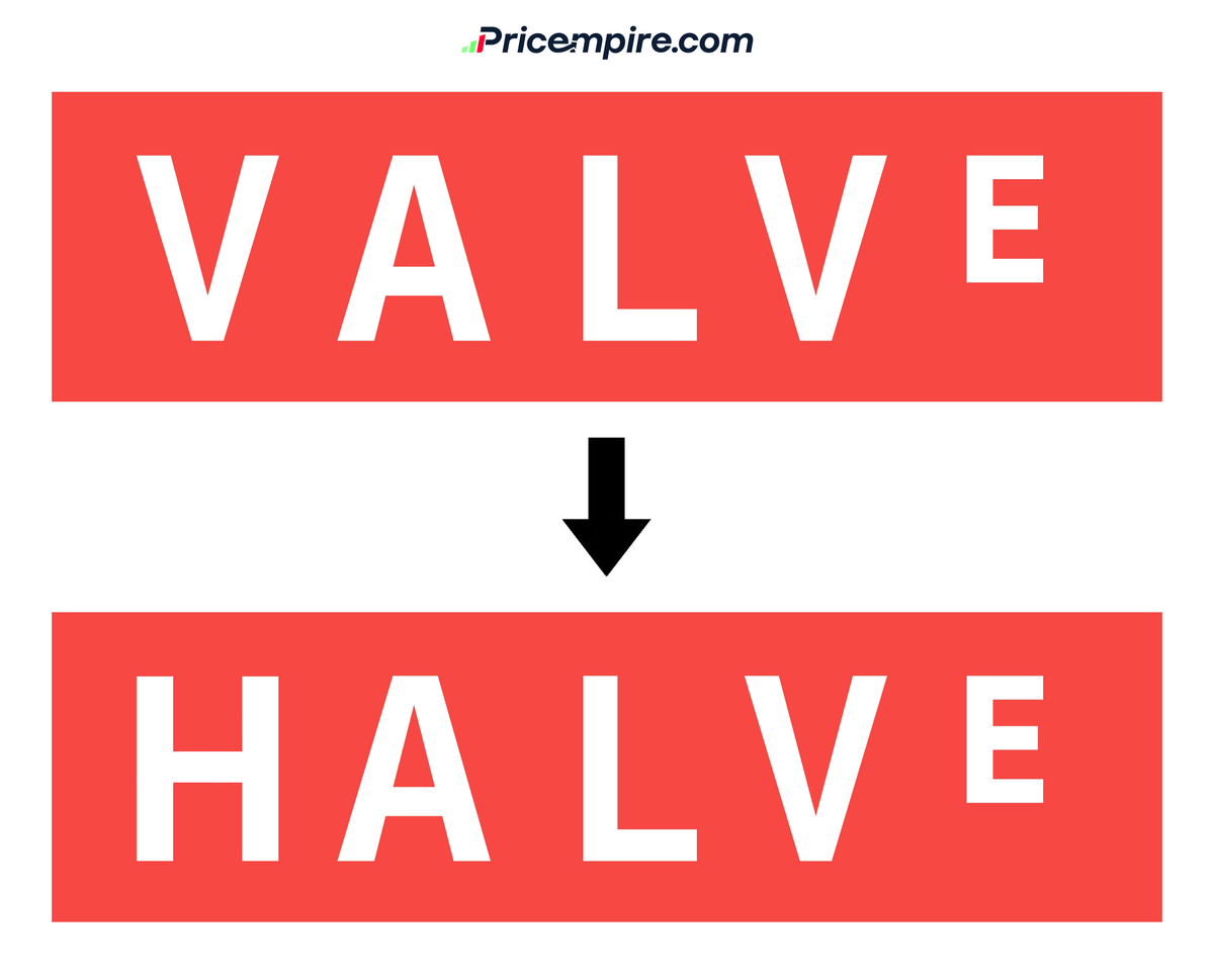 pricempire's tweet photo. RUMOR: VALVE CORP TO RENAME TO HALVE CORP AFTER CRASHING THE CS2 MARKET CAP BY 50% TO APPROX $3.08 BILLION https://t.co/XIYsI2COVK