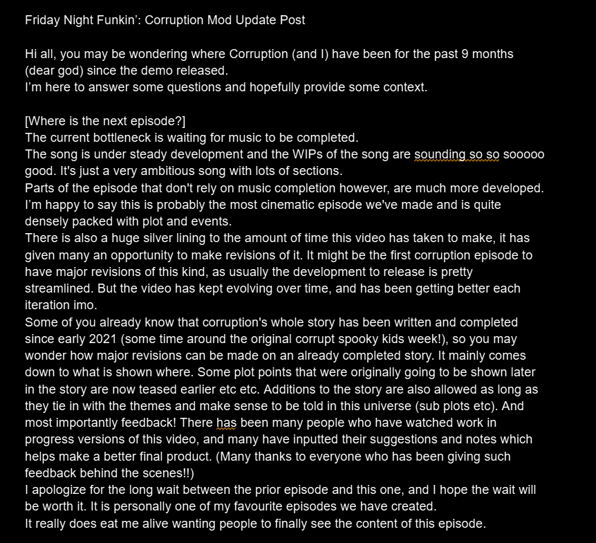 PhantomFearOP's tweet photo. Corruption Mod Update:
Where has it been?!

I don't have a blue checkmark so take this update in the form of screenshots LOL https://t.co/ibGIYgUPUc