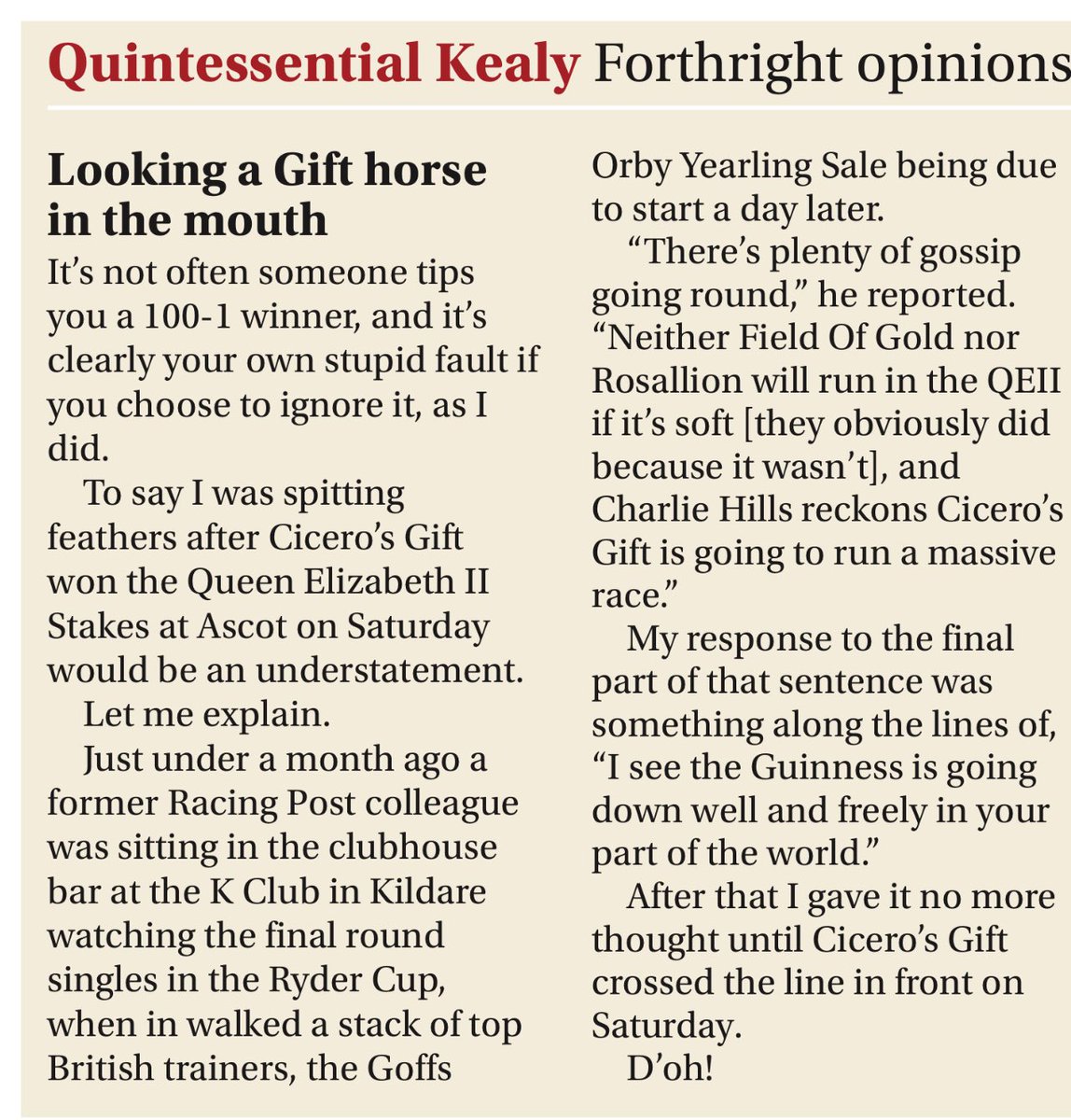 I need to correct an error in <a href="/PKealyracing/">Paul Kealy</a> copy below, it was large vodka and coke that I was drinking.