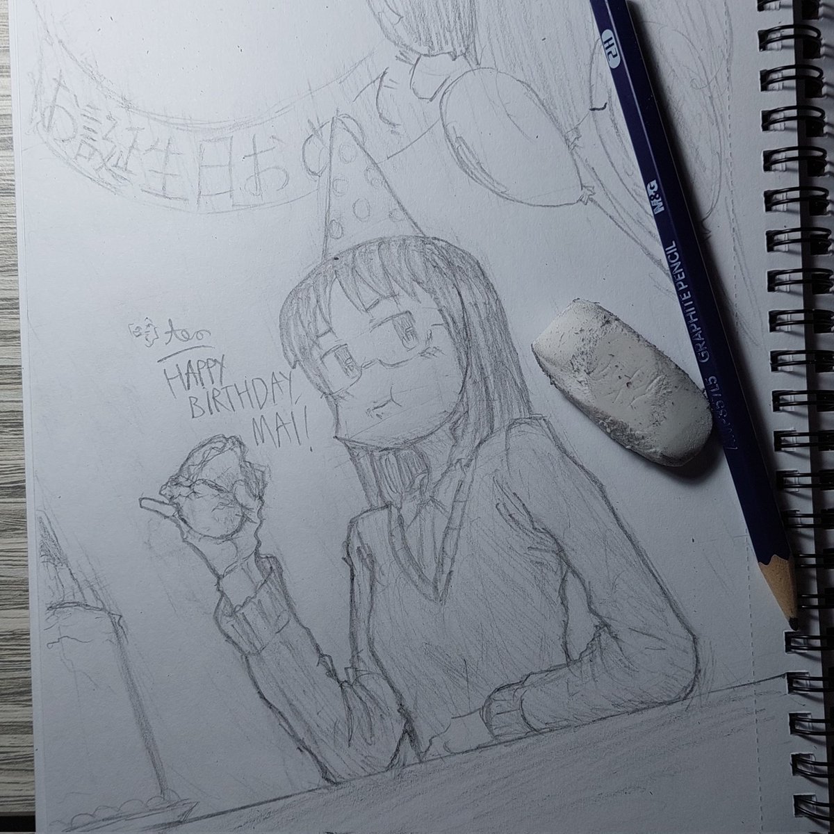 #Nichijou #日常
Happy Birthday, Mai!

I deadass forgot about her birthday, so I rushed drawing this.
