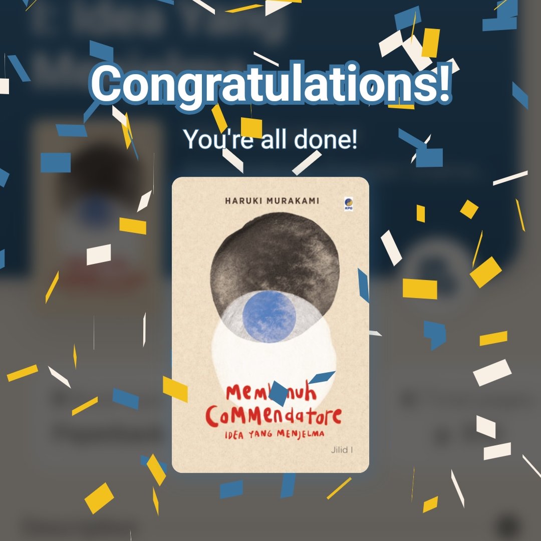 Setelah bosen baca, ganti2 cr dan numpuk tbr, akhirnya aku menamatkan buku ini 😊😭🙏

Murakami lagi murakami lagi......