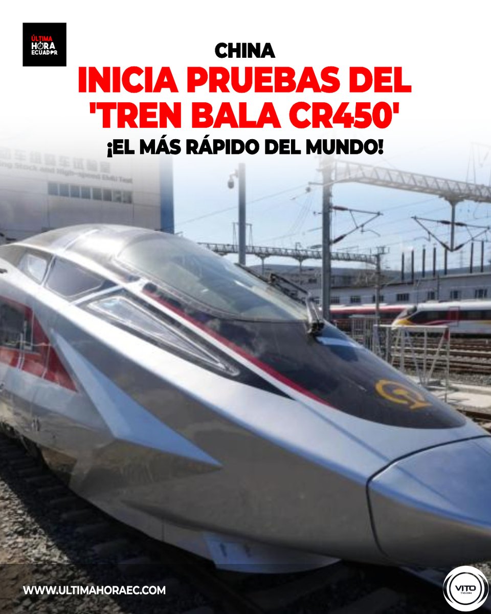 China comenzó las pruebas del CR450, el tren bala más rápido del mundo, diseñado para conectar Shanghái con Chengdú.

El tren alcanzó 450 km/h y se somete a pruebas de frenos, ruido y seguridad, acumulando 600.000 kilómetros sin fallos.