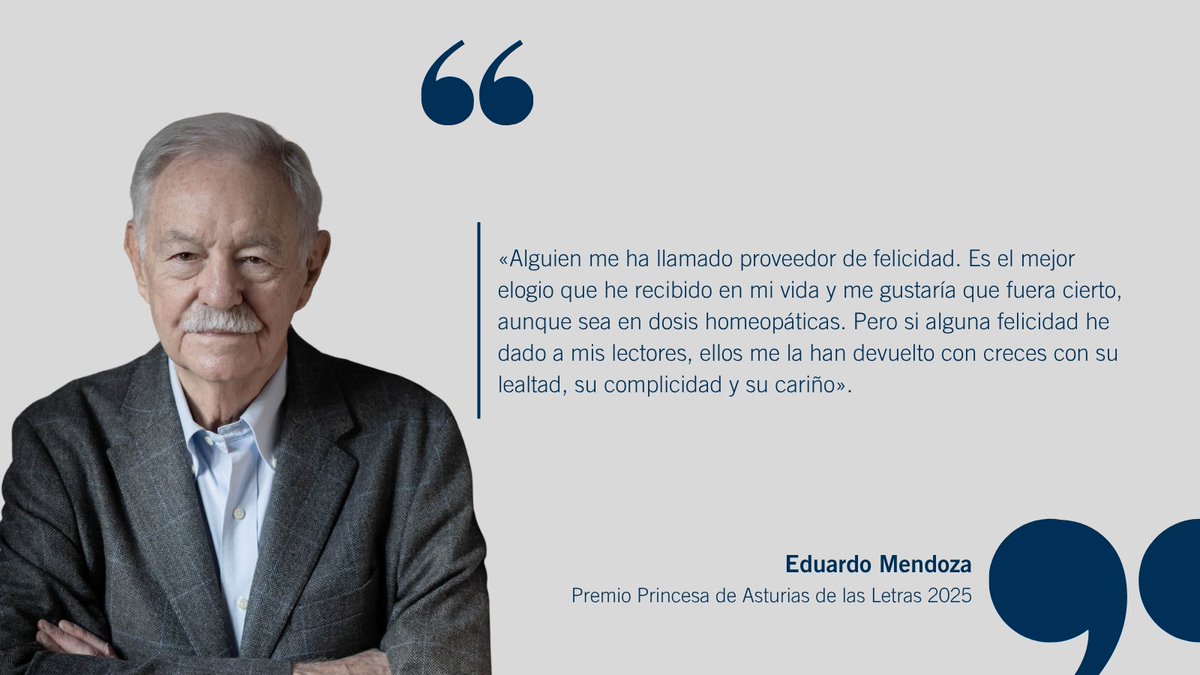 Palabras de Eduardo Mendoza, Premio Princesa de Asturias de las Letras 2025.
#PremiosPrincesadeAsturias