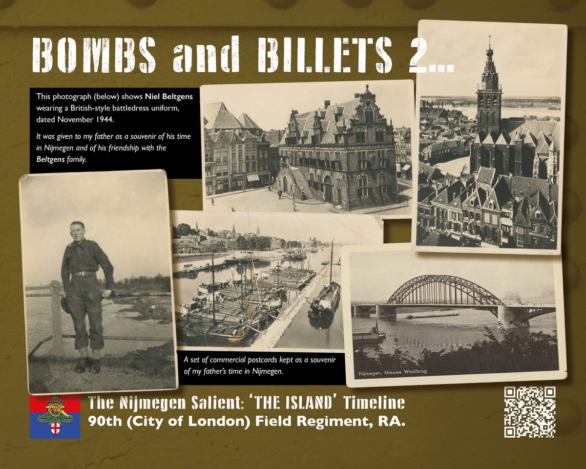 Bombs and Billets... A few souvenirs and memories from my father's time in Nijmegen.

#OTD #royalartillery #ww2history #ww2 #northbrabant #gunners #25pdr #sexton #nijmegen #theisland #betuwe #autumn1944 #beltgens #bergendalsweg #familybeltgens #nielbeltgens