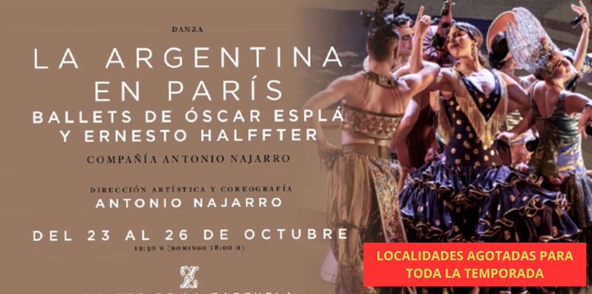 ¡Gracias Madrid!
¡Localidades agotadas para toda la temporada!

Compañía Antonio Najarro
‘La Argentina en París!
<a href="/TeatroZarzuela/">TeatrodelaZarzuela</a> 
Del 23 al 26 de Octubre 2025