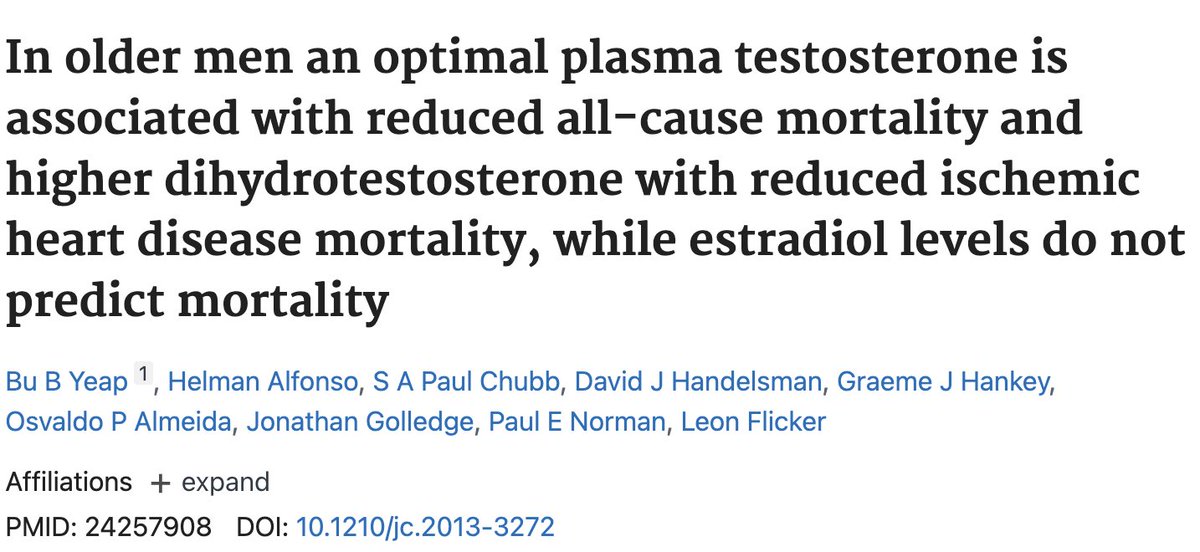 BowTiedUM's tweet image. HOLY SHIT!

High DHT, NOT Testosterone, associated with 42% lower risk of death from ischemic heart disease 

AND 31% lower risk of heart disease death even in the highest quartile

Let me repeat: Higher DHT = Lower heart disease mortality

This association was INDEPENDENT of…