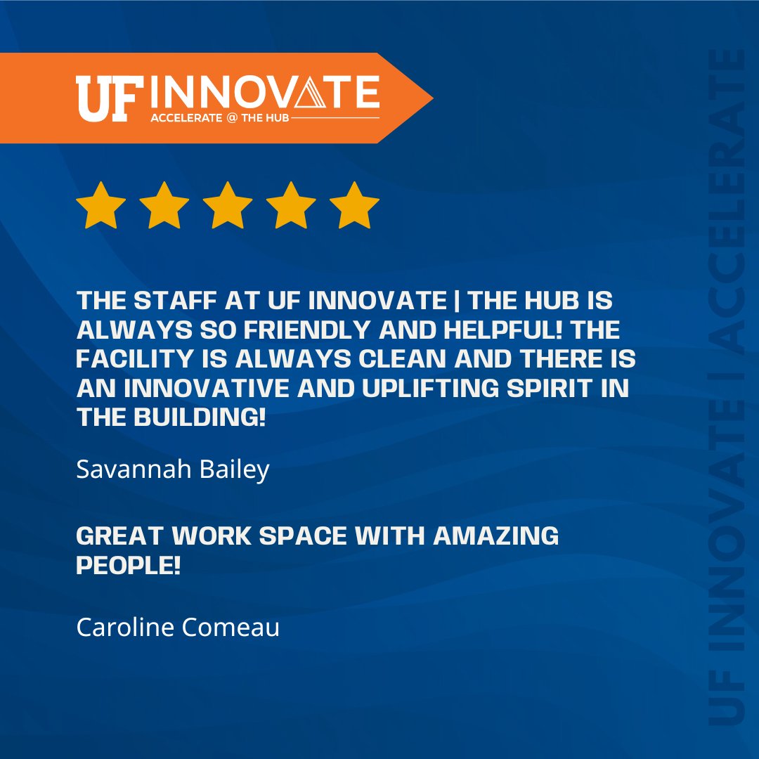 UFAccelerate's tweet image. Thank you, Savannah and Caroline! We love our #HubSweetHome! At @UFAccelerate, startups thrive with supportive staff and a community of amazing people. It’s the perfect place for innovation, collaboration, and growth.

Share your story: g.page/r/CXY6uNyl0Bp9…