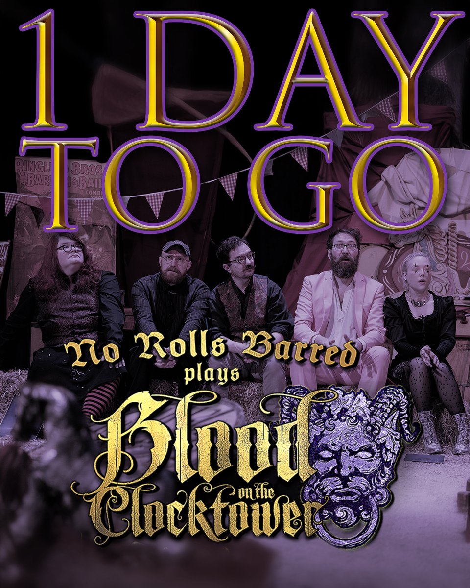 NoRollsBarred_'s tweet photo. It's nearly time... tomorrow you can find 2 BRAND NEW episodes of NRB Plays Blood on the Clocktower for you to sink your teeth into (one on YouTube & one on Patreon) 🎪

We have had so much fun creating these new episodes and we can't wait for you all to enjoy them! We'll see you tomorrow 🕰️🩸