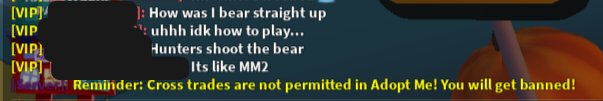 Roblox_AMTC's tweet image. POV: your tryna explain how the Where Bear Game Works
Adopt Me: YOU BETTER NOT BE CROSS TRADING, YOUR GONNA BE BANNED
😭
