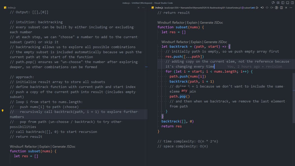 1amWaziR's tweet image. 🚀 Day 126 #200DaysOfDSA

Today, I continued Backtracking and JS fundamentals

Solved:
✔️ 78. Subsets 
✔️ 242. Valid Anagram 
JS Concept: this keyword: context, scope &amp;amp; binding
Focus: consistency and discipline

Thanks to @akshaymarch7 

#DSA #JavaScript #Coding #ProblemSolving