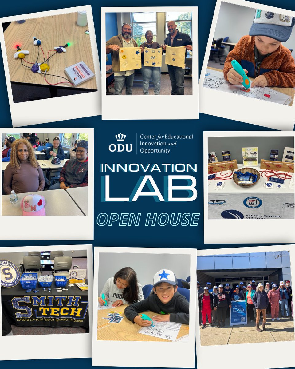 innovateodu's tweet image. A big thank you to everyone who joined the ODU Innovation Lab Open House! 💡 

A day of collaboration, creativity &amp;amp; hands-on fun for leaders, families &amp;amp; students.

Learn more and keep up with ODUCEIO
👉 oduceio.org

#InnovationInEducation #iLab #ODUCEIO