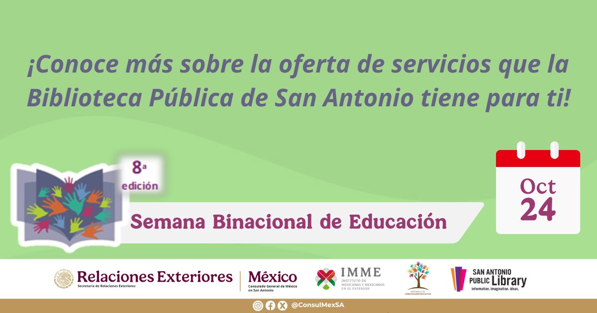 📖 San Antonio Public Library  presenta su amplia oferta educativa y cultural para la comunidad.
📚 La biblioteca promueve el acceso igualitario al conocimiento y fomenta el aprendizaje a lo largo de la vida.
🎥 Descubre más sobre sus servicios: bit.ly/4qpFERf
#SBE2025