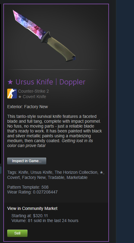 in light of the cs2 marketplace crash, i'd like to take this time to give a shoutout to user Ketamine Machinegun for gifting me my first knife a few months ago 😝 it's dropped to half price now tho 😢