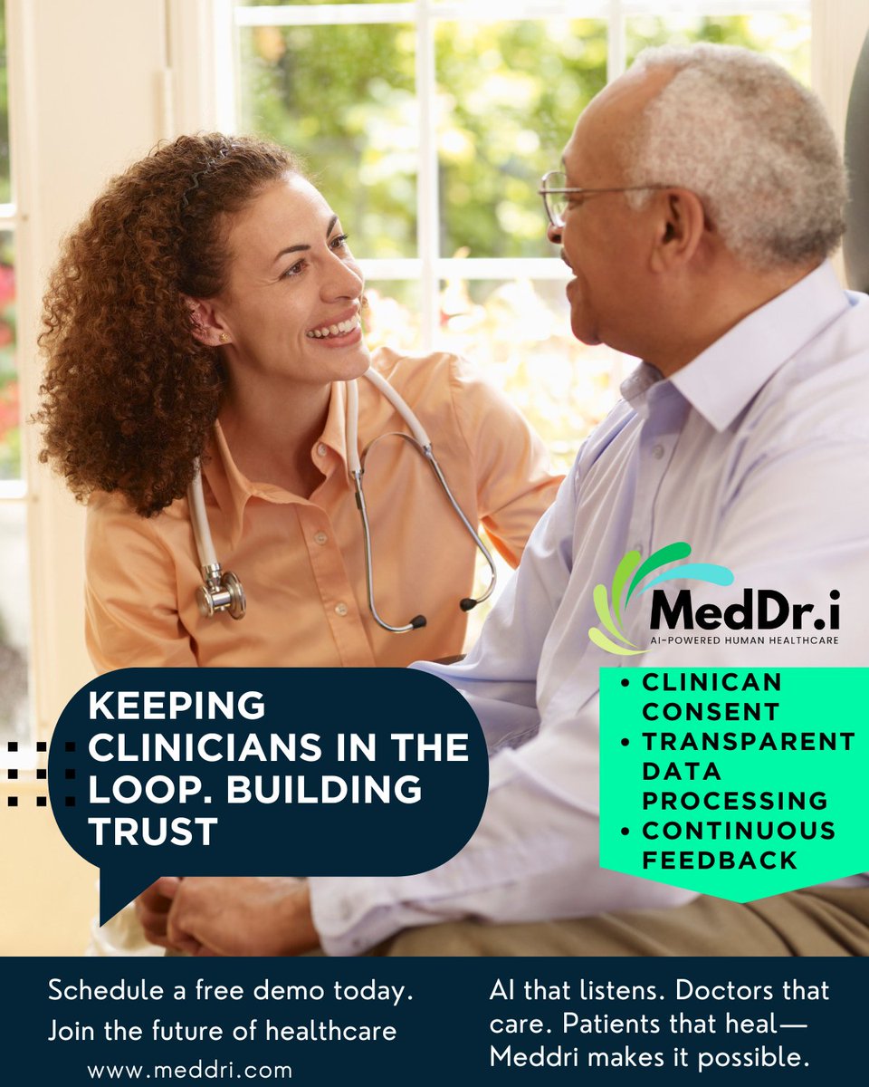 MeddriH's tweet image. Nearly 70% of doctors reject AI systems they can’t oversee it.
That’s why Meddri operates a human-in-the-loop model, ensuring human supervision.
Check it out. Link in bio.
#Meddri #MedicalAI #ContinuousLearning #ResponsibleAI #DigitalCare #DigitalTransformation #AIinHealthcare