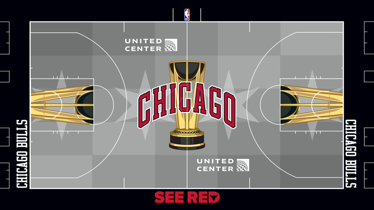 Bulls new court for the Emirates NBA Cup. The gray looks so fire 🔥 how we feeling Bulls fans?